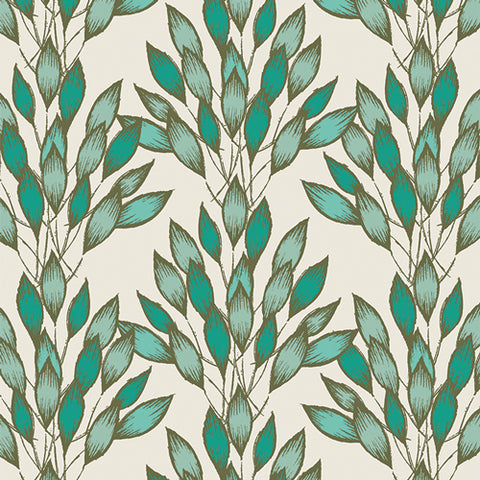 {New Arrival} Art Gallery Fabrics Haven Brushed Leaves Jade