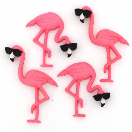 Dress it up Buttons Think Pink Flamingos