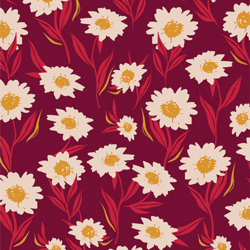 Art Gallery Season & Spice KNIT Bountiful Daisies Cherry