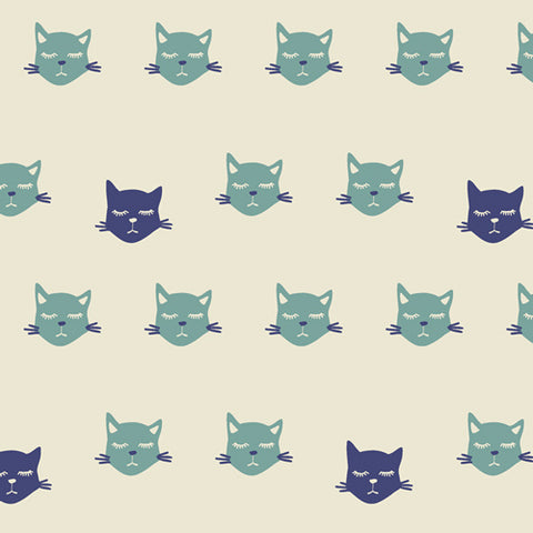Art Gallery Oh Meow KNIT Cat Nap Blu