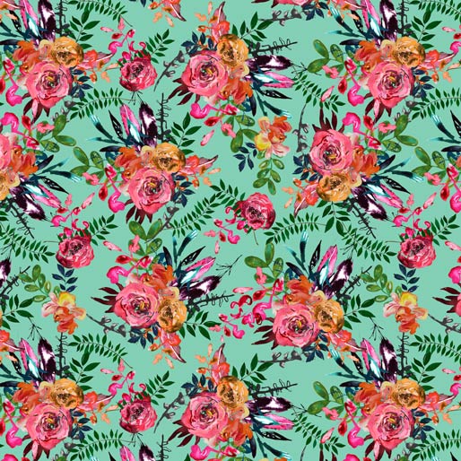{New Arrival} Rathenart Designs Country Garden Blooms Country Blooms Teal