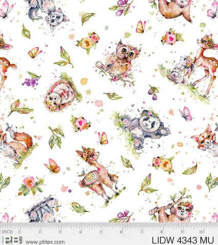 P &  B Textiles Little Darlings Woodland Animal Toss White