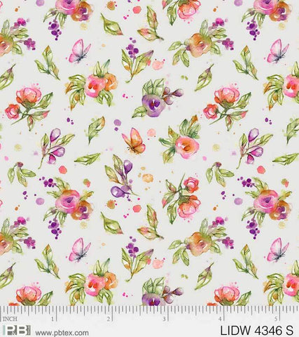 P &  B Textiles Little Darlings Woodland Floral White