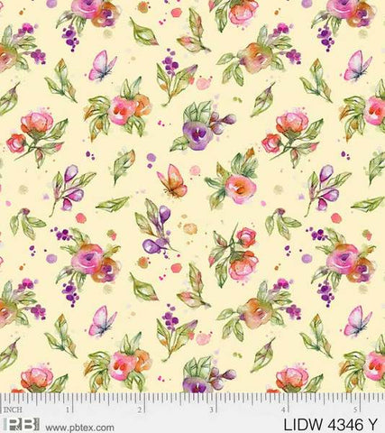 P &  B Textiles Little Darlings Woodland Floral Yellow