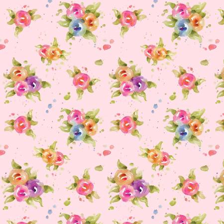 P &  B Textiles Little Darlings Floral Pink