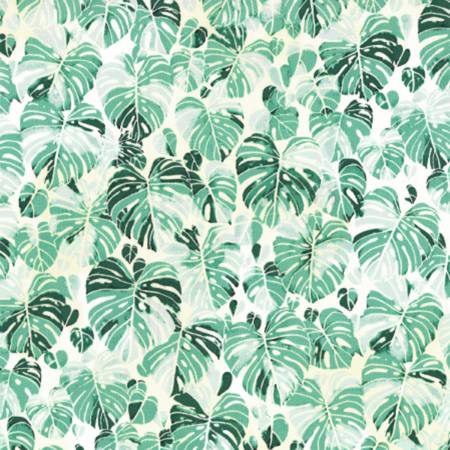 Hoffman Fabrics Summer Punch Spearmint Botanical Leaves