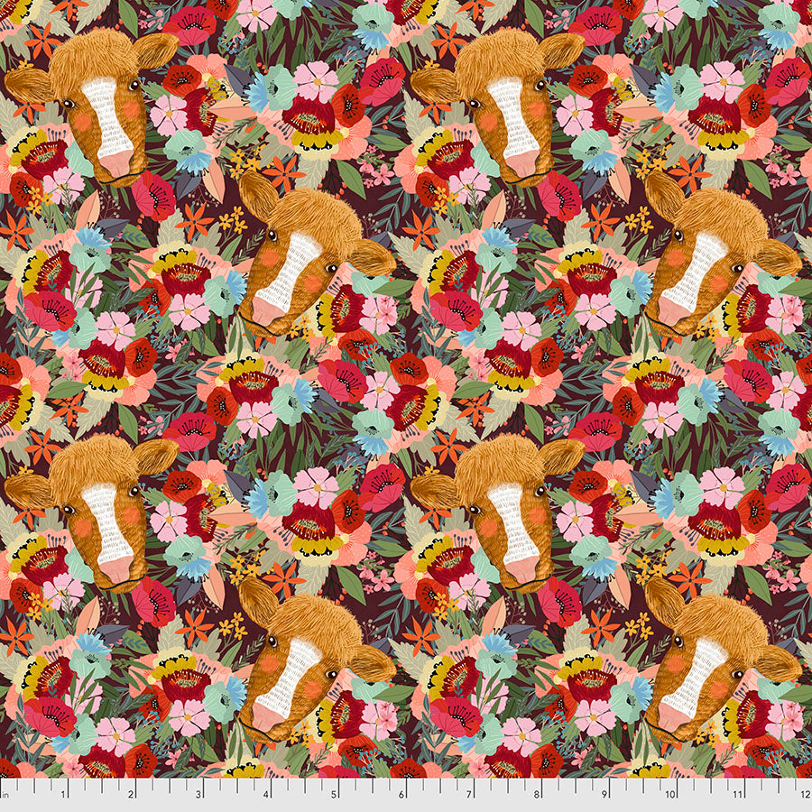 {New Arrival} FreeSpirit Mia Charro Farm Friends Floral Cow - Multi