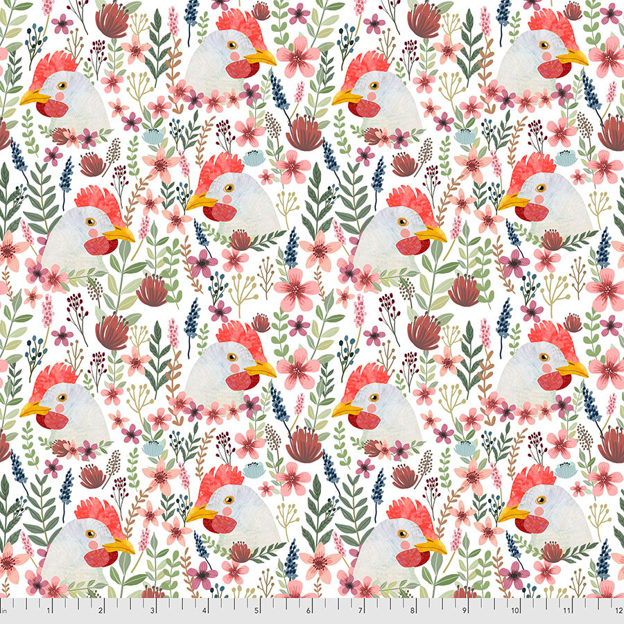 FreeSpirit Mia Charro Farm Friends Floral Chicken - White