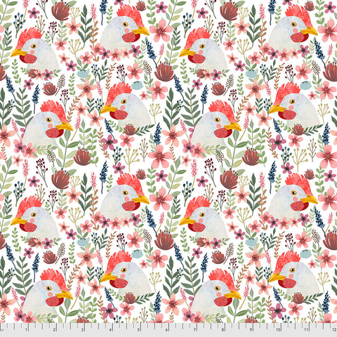 FreeSpirit Mia Charro Farm Friends Floral Chicken - White