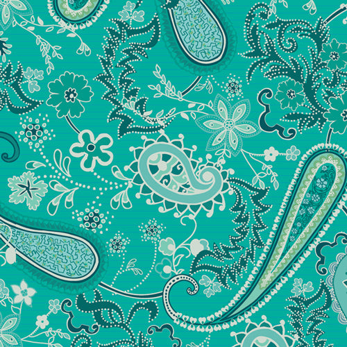 Art Gallery Nuncia RAYON Paisleys Forever Turquoise
