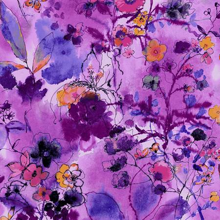 RJR Bloom Bloom Butterfly Wild Meadow - Orchid Fabric