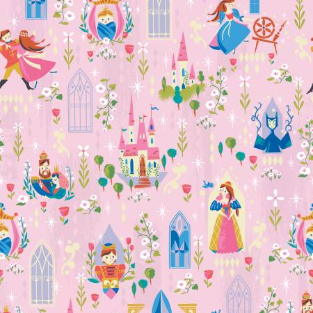 Riley Blake Hill Howarth Little Brier Rose Main Pink Metallic