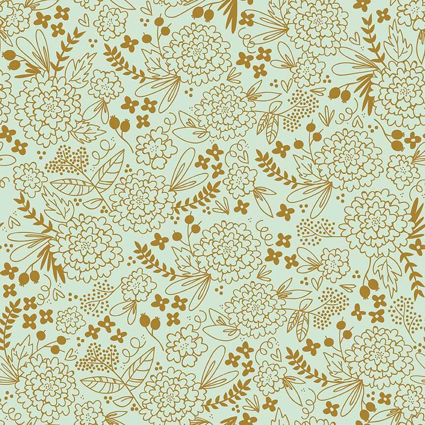 Riley Blake On Trend Metallic Floral Mint