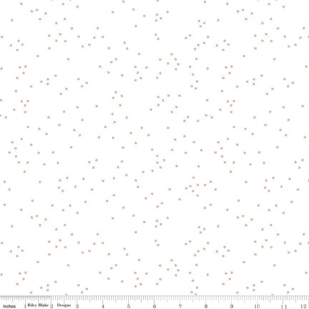 Riley Blake Blossoms White Blossoms in Rosegold Metallic