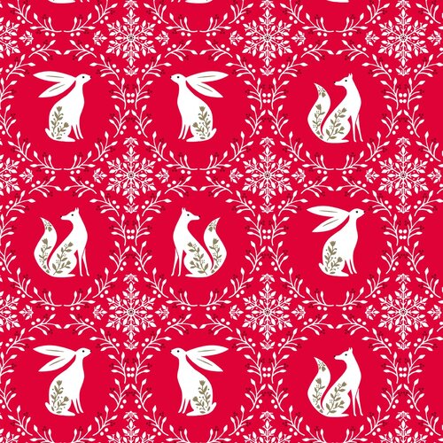 Dashwood Studio Starlit Hollow Rabbit & Foxes Red