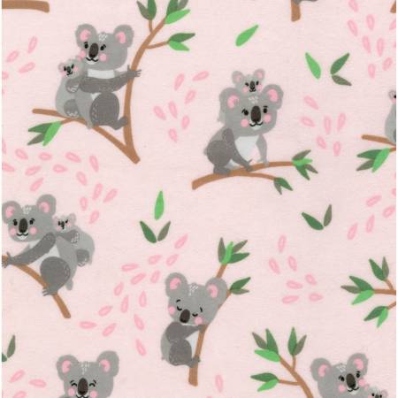 Robert Kaufman Cuddly Crew FLANNEL Pink Koala