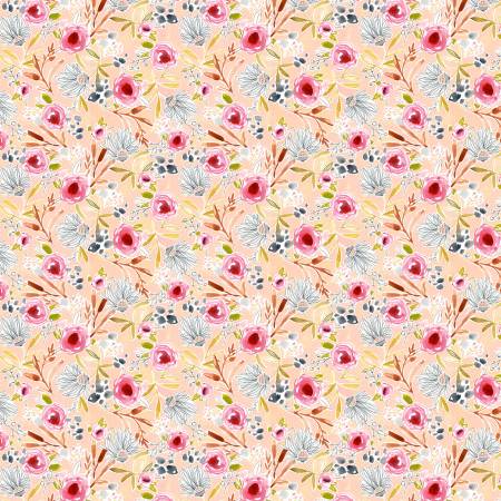 Dear Stella August Wren Collection Zen Kitty Multi Coral Warmth Floral