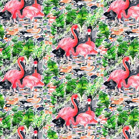 Dear Stella August Wren Collection Paradise Found Multi Flamingoes