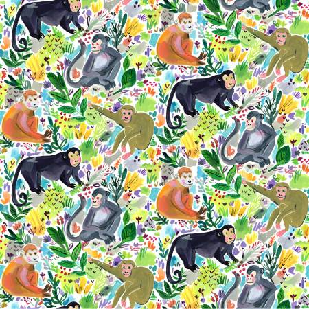 Dear Stella August Wren Collection Paradise Found Multi Monkey Fun