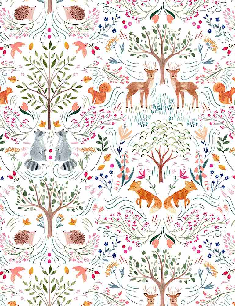 Dear Stella Fabrics Livin' On The Hedge Roam Free White