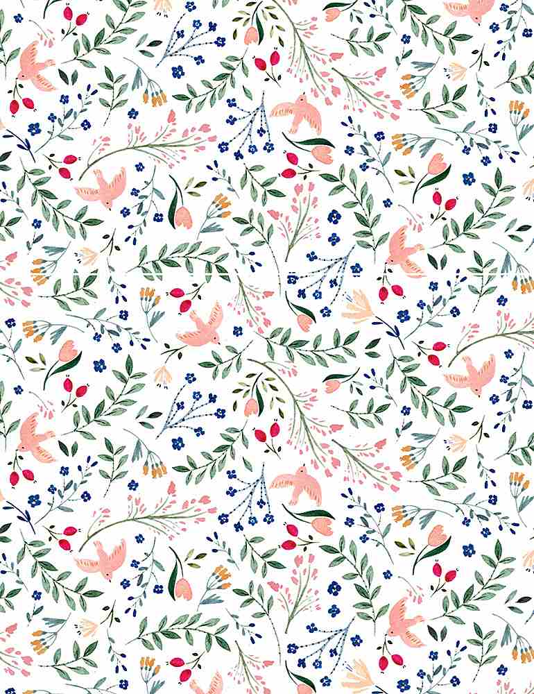 Dear Stella Fabrics Livin' On The Hedge Flock Together White