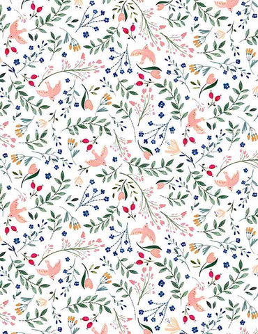 {New Arrival} Dear Stella Fabrics Livin' On The Hedge Flock Together White
