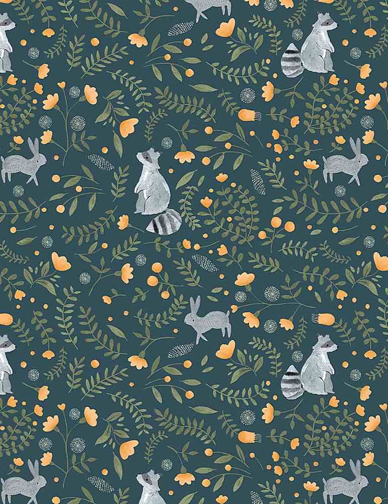Dear Stella Fabrics Livin' On The Hedge Racoons Pine