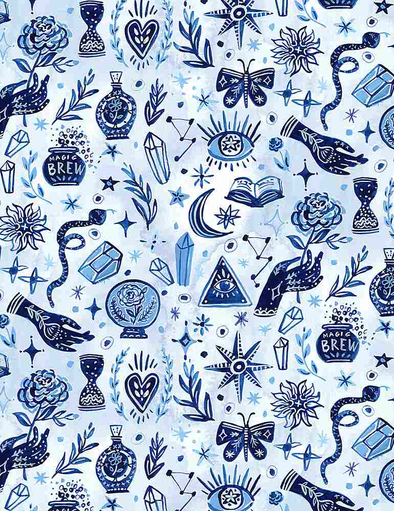 Dear Stella Fabrics Aquarius Mystic Symbols Multi