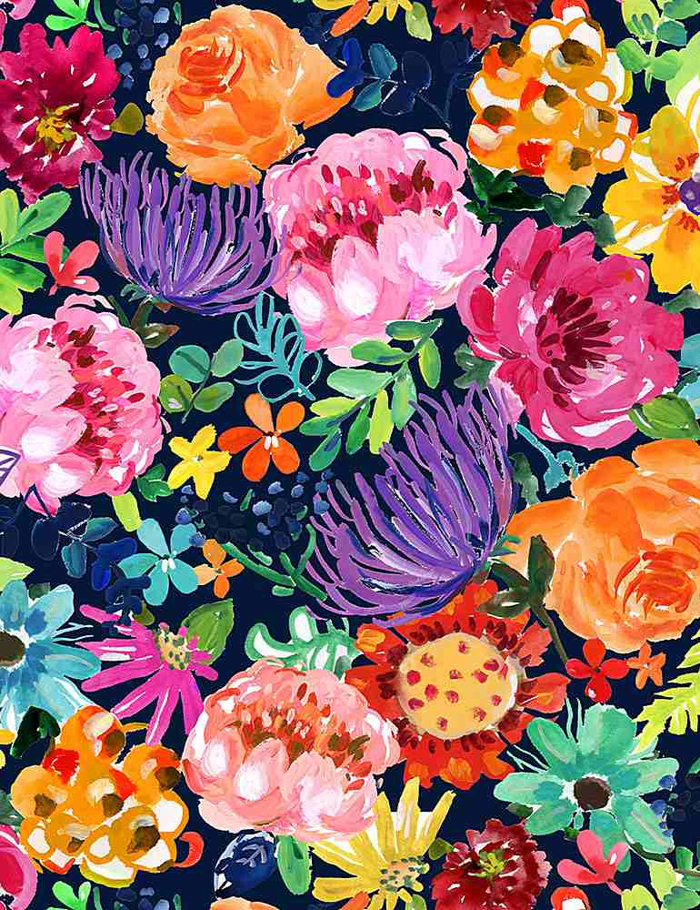 Dear Stella Fabrics Earth Day Multi Dahlia