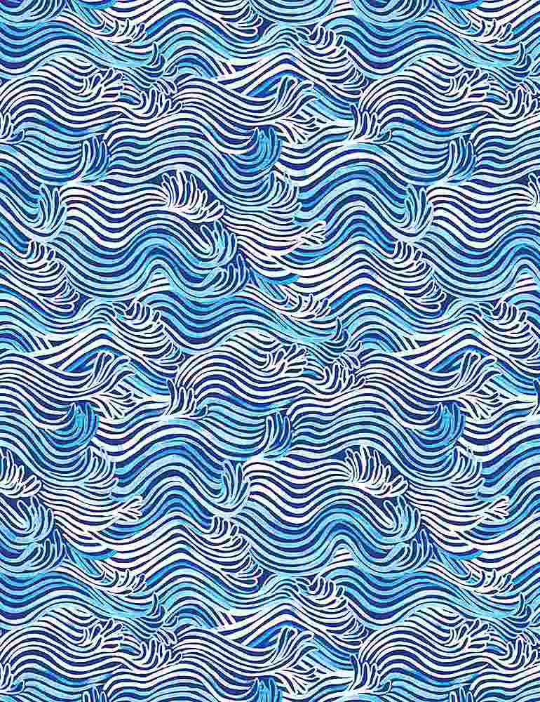 Dear Stella Fabrics You're a Catch Rainbow Wave Blue
