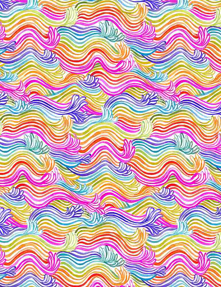 Dear Stella Fabrics You're a Catch Rainbow Wave Multi