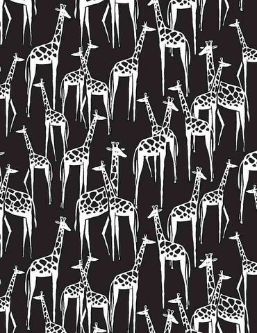 Dear Stella Fabrics Wee Gallery Collection ABC Menagerie Black Giraffes