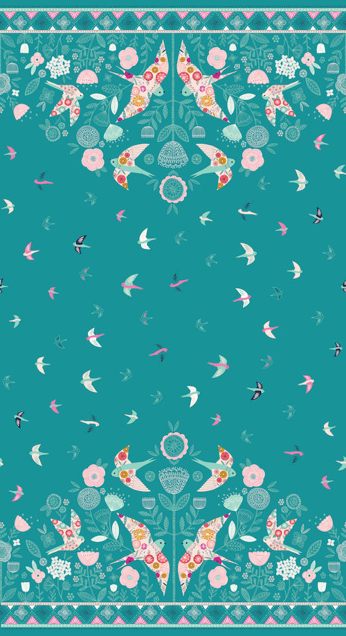 Dashwood Studios Summer Dance Border Print Teal