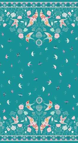 Dashwood Studios Summer Dance Border Print Teal