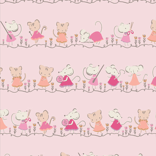 Art Gallery Fabrics Tails & Threads Minikin Friends Blush FAT QUARTER