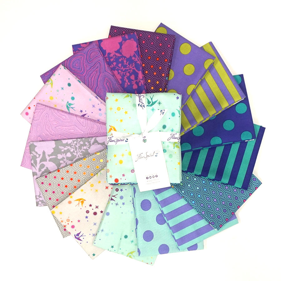 {New Arrival} Tula Pink True Colours Fat Quarter Bundle Peacock x 16 Fat Quarters Manufacturers Cut