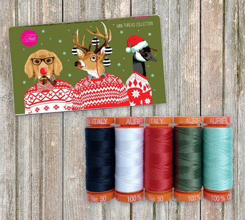 {New Arrival} Tula Pink Aurifil Holiday Homies Collection 50wt 5 Small Spools by Tula Pink