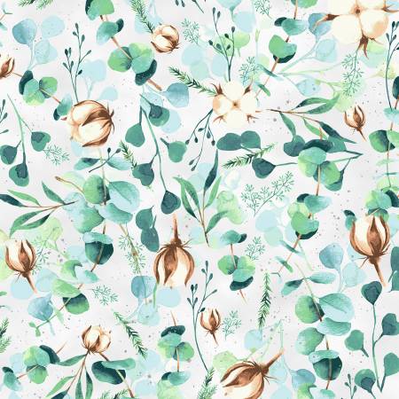 {New Arrival} Hoffman Fabrics Fly Home for Winter Floral Vines Snow/Silver Metallic