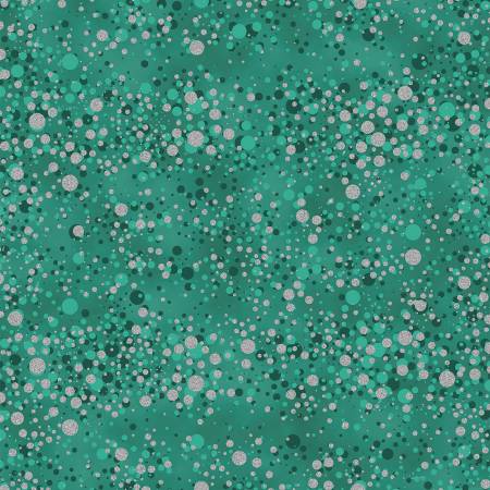 Hoffman Fabrics Fly Home for Winter Multi Spots Eucalyptus/Silver Metalic