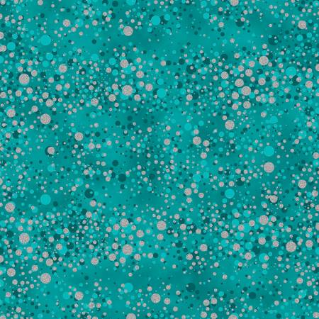 Hoffman Fabrics Fly Home for Winter Multi Spots Turquoise/Silver Metallic