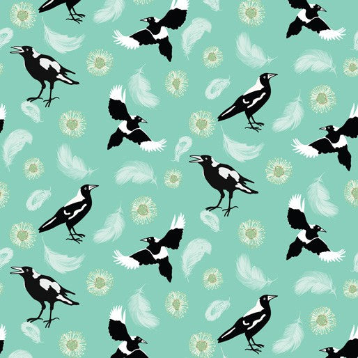 Amanda Joy Designs Kookaburra Calling Magpie Song Green