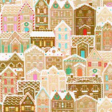 {New Arrival} Robert Kaufman Tinsel Town Houses Gingerbread