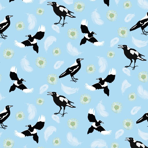 Amanda Joy Designs Kookaburra Calling Magpie Song Blue
