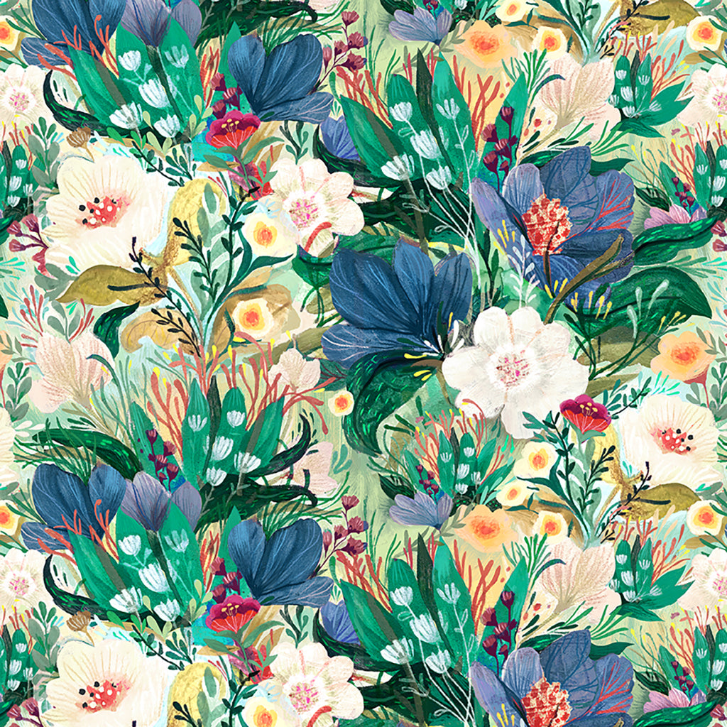 Clothworks Moments Digital Fantasy Garden Emerald