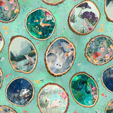 Clothworks Moments Digital Wood Rounds Turquoise