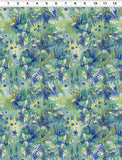 Clothworks Moments Digital Bouquets Fairy Flowers Turquoise