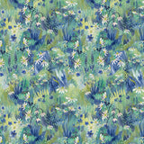 Clothworks Moments Digital Bouquets Fairy Flowers Turquoise
