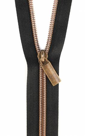 {New Arrival} Sallie Tomato Zippers By The Yard Black Tape Antique Teeth #5