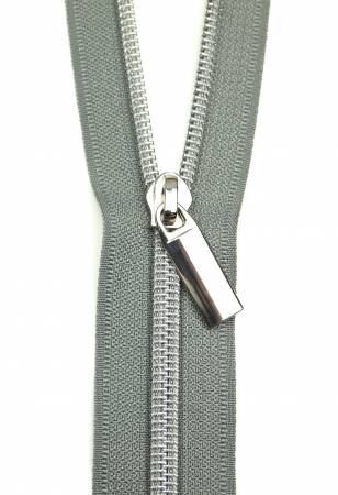 {New Arrival} Sallie Tomato Zippers By The Yard Grey Tape Nickel Teeth #5