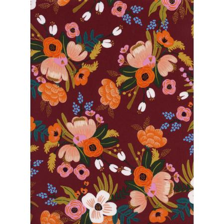 Cotton & Steel Rifle Paper Co Amalfi RAYON Lively Floral Burgundy